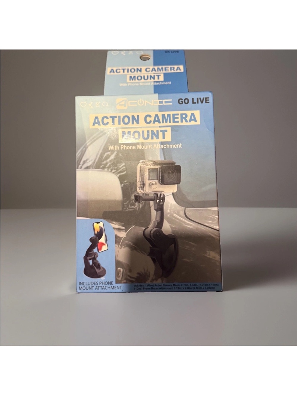 Action Camera Mount with Phone Attachment - Blue